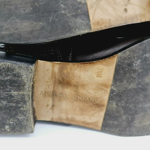 Arturo Chiang Falicity Tall Knee Boots 7.5 M Brown Leather Snakeskin Gold Zipper - Picture 13 of 16